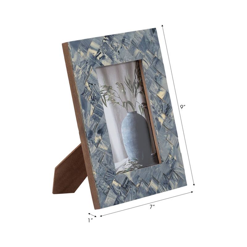 Resin Woven Rectangular Photo Frame - Blue