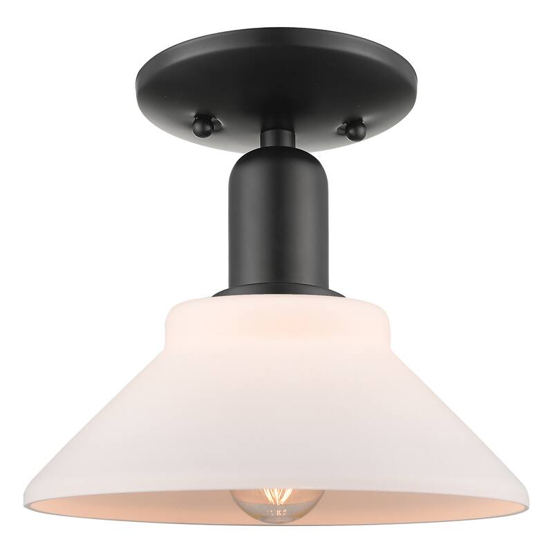 Innovations Lighting Endless Possibilities Arcadia - Orwell - 1 Light 8" Semi-Flush Mount - Matte White/Matte Black