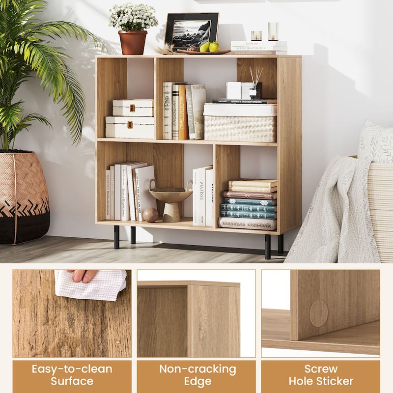 Gymax 2PCS 4 Cubby Open Bookcase 3-Tier Freestanding Bookshelf w/