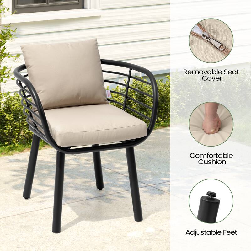 9-PC Outdoor Patio Aluminum Dining Set Table With Dining Chairs Sunbrella Seat&Back Cushions Umbrella Hole