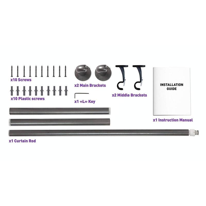 HLC.ME Wrap Around Room Darkening Grommet Curtain Rod - Adjustable Curtain Rod - Sturdy Rustproof Pipe 1" Diameter