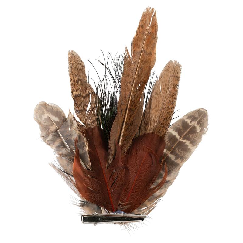 Peacock Feather Christmas Clip-On Ornament - 6" - Brown, White and Green