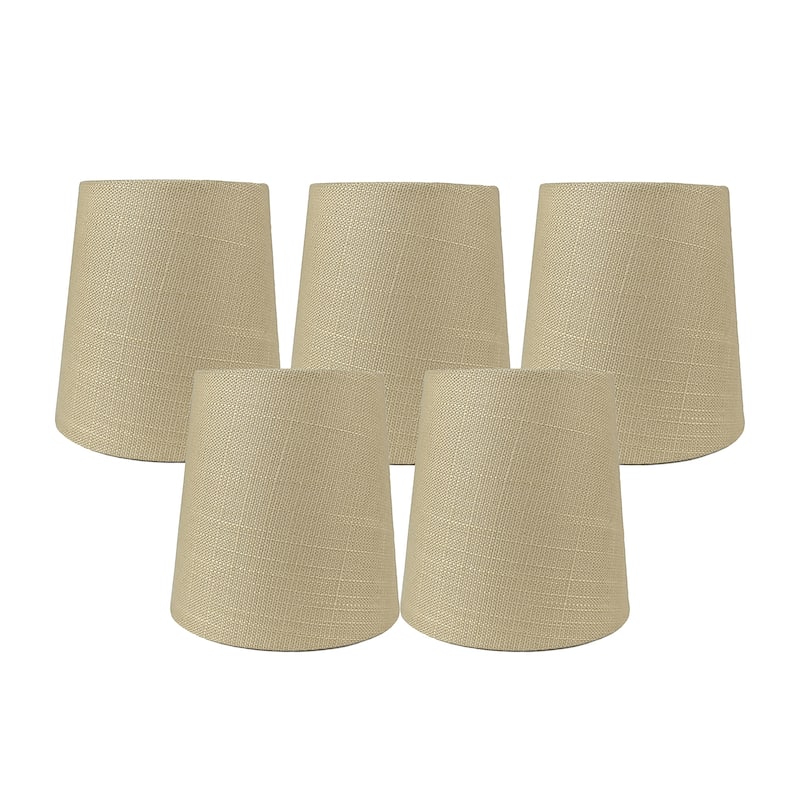 Meriville Linen Clip On Chandelier Lamp Shades, 3.5-inch by 4.5-inch by 4.5-inch - Set of 5 - Maize
