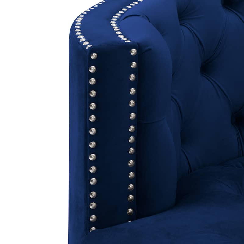 Living Room Navy Blue Velvet Loveseats