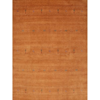 Hand Knotted Oriental 100% Wool Carpet Tribal Animal Pictorial Oranges & Rust Gabbeh Area Rug - 8' 0'' X 8' 2''