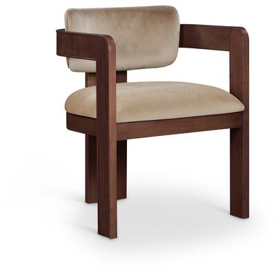 Sacha Velvet Dining Chair with Brown Finish, Set Of 2