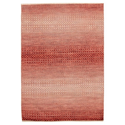 ECARPETGALLERY Hand-knotted Silk Shadow Dark Copper Wool Rug - 6' 6" x 9' 3"