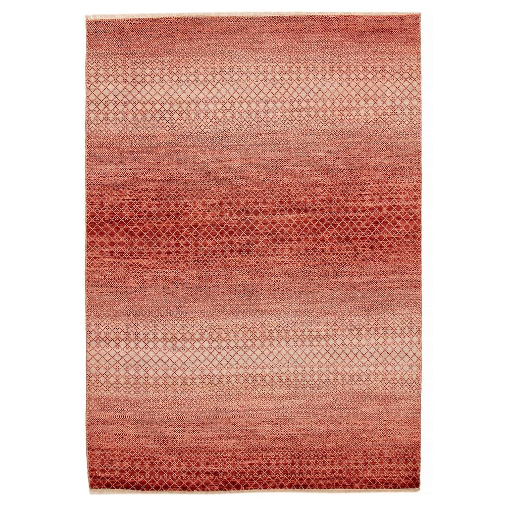 ECARPETGALLERY Hand-knotted Silk Shadow Dark Copper Wool Rug - 6' 6" x 9' 3"