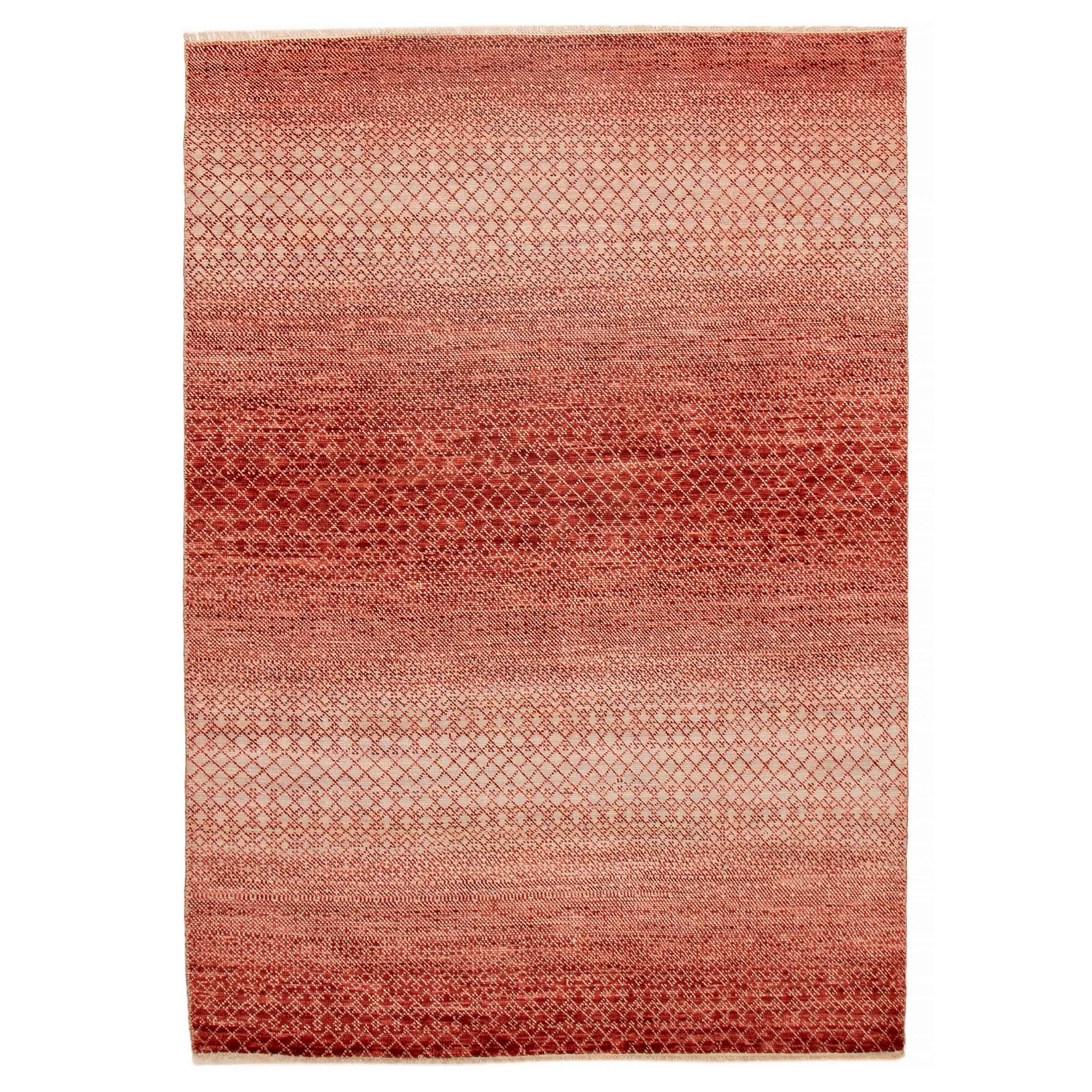 ECARPETGALLERY Hand-knotted Silk Shadow Dark Copper Wool Rug - 6' 6" x 9' 3"