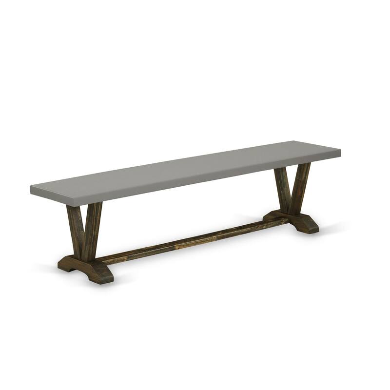 East West Furniture V-Style Modern Dining Room Bench with Wooden Seat, 72x15x18 Inch(Finish Options) - 72