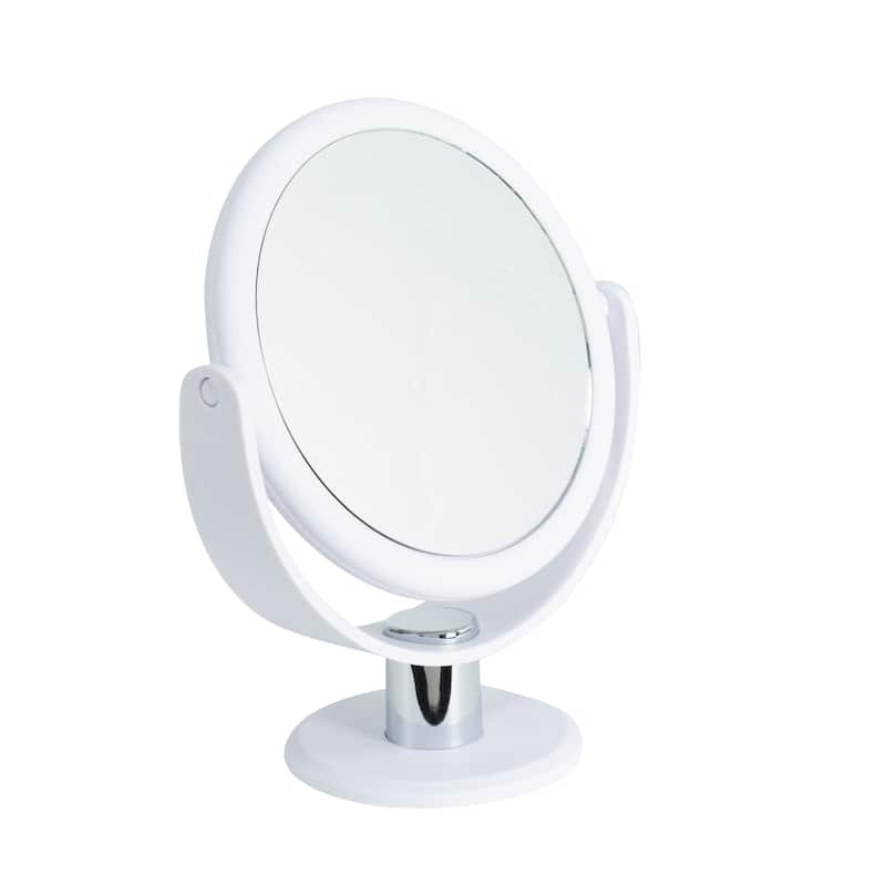 Home Details Dual Sided 10X Magnification 7" Rubberized Vanity Mirror in White