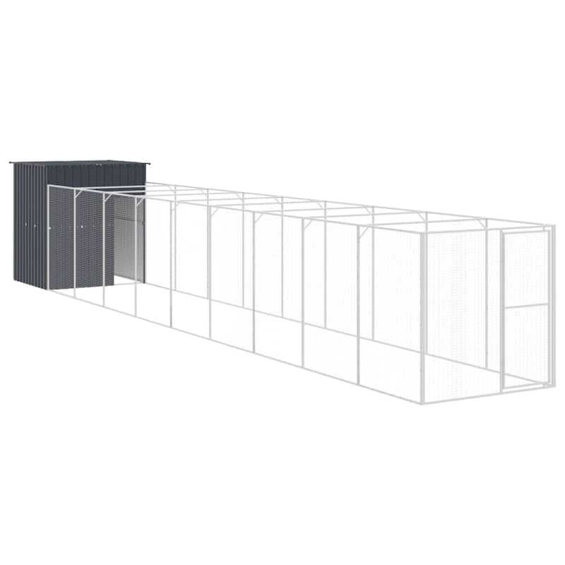 vidaXL Dog House Outdoor Dog Kennel Crate Shelter with Run Galvanized Steel