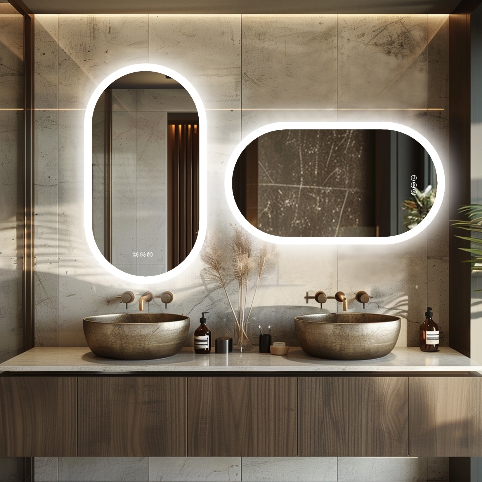 LED Bathroom Mirror with Lights Oval Vanity Backlit Frameless Anti-Fog