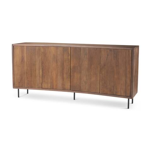 Lance Medium Brown Solid Wood w/ Curved Facade Sideboard - 50"W x 32"H x 50"D