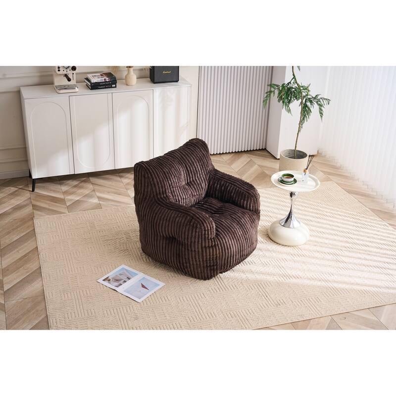 Soft Fluffy Corduroy Fabric Bean Bag Chair Filled With Memory Sponge