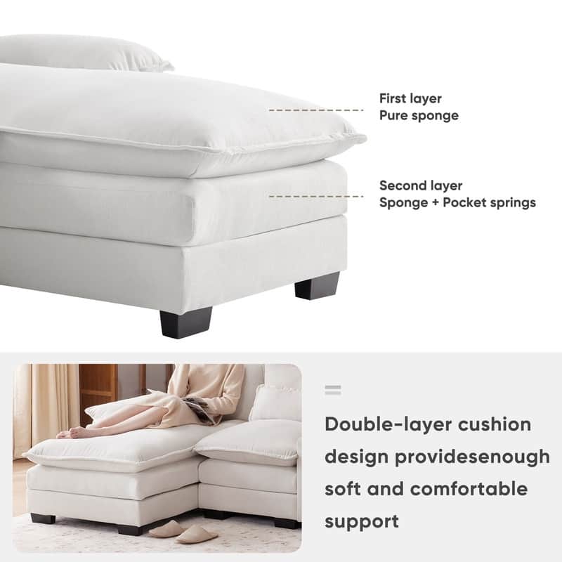 123'' Modern U-Shaped Sofa with Console, Cup Holders and USB Ports