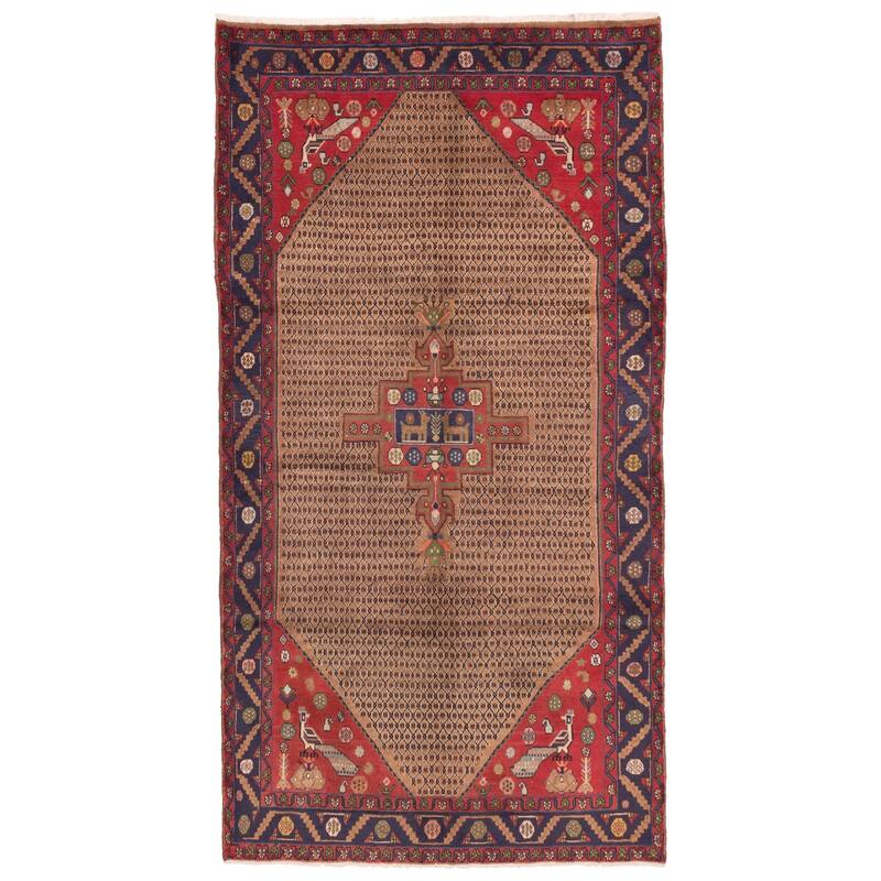 ECARPETGALLERY Hand-knotted Anatolian Vintage Brown Wool Rug - 4'11 x 9'2