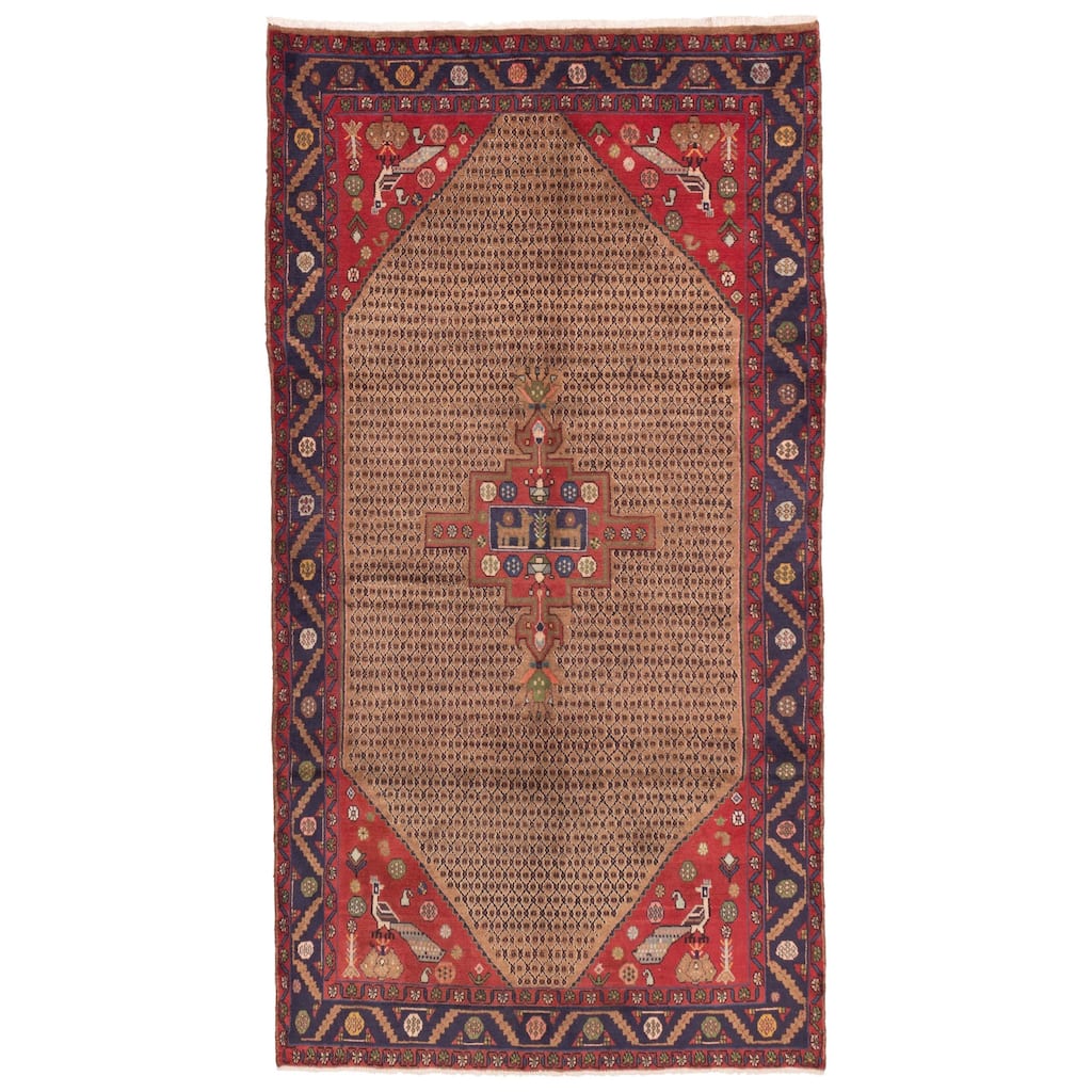 ECARPETGALLERY Hand-knotted Anatolian Vintage Brown Wool Rug - 4'11 x 9'2