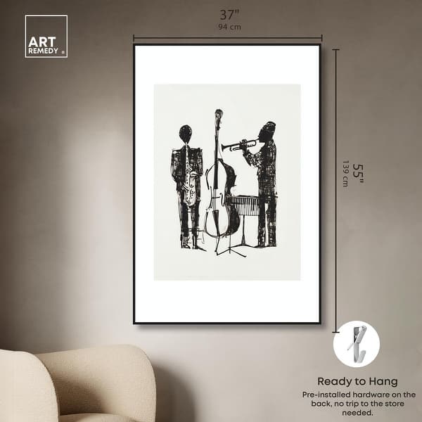 dimension image slide 11 of 24, Bebop I Black Art Canvas Print by Art Remedy