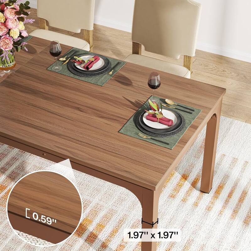 78.7" Rectangle Wood Dining Table, Long Kitchen Table for Living/Dining Room