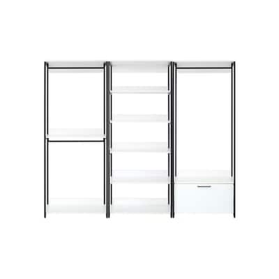 Cox Modular Closet System, 8 Shelves, 3 Hanging Rods, Black Metal