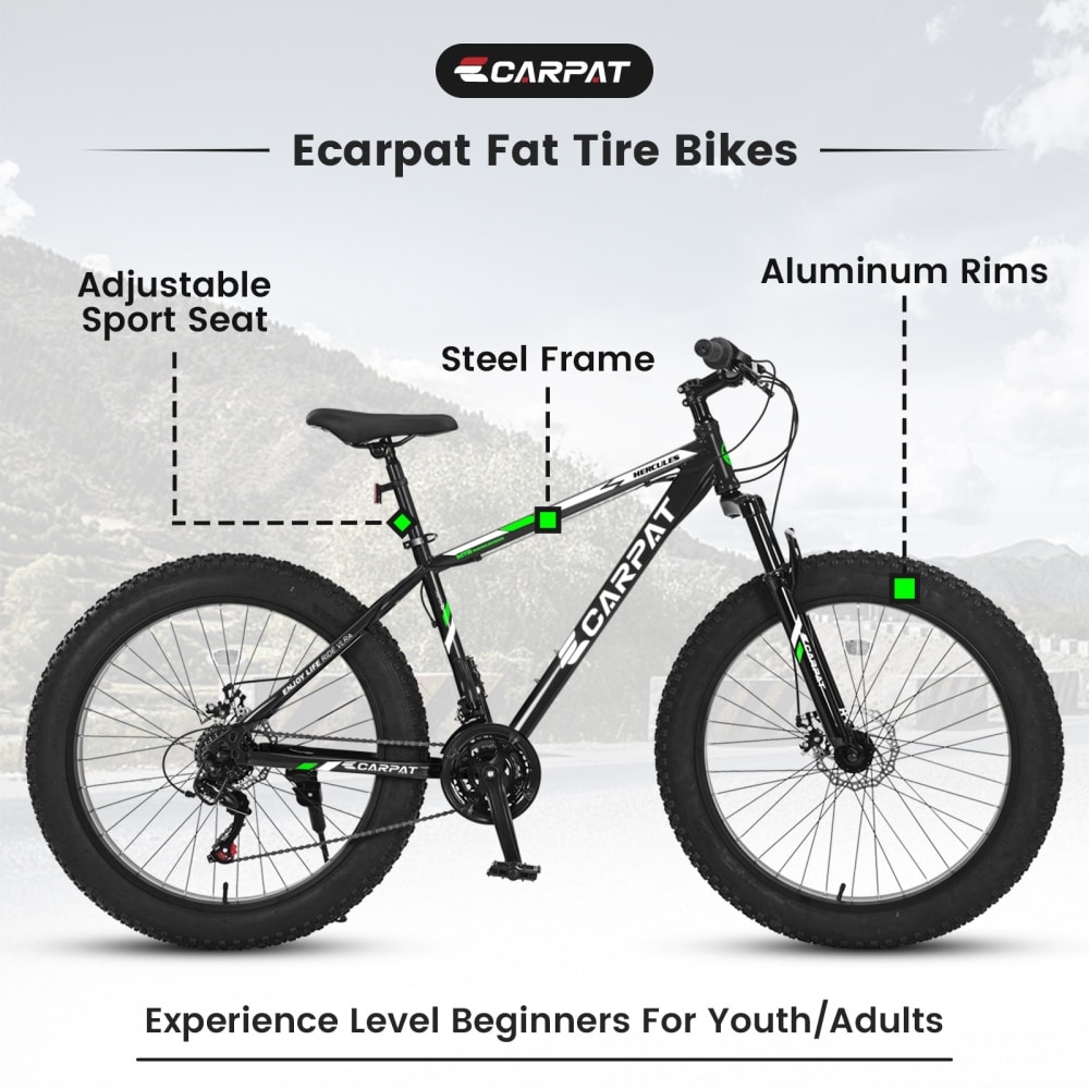 26 in. 21 Speed Steel Mountain Bike with Fat Tire Orange