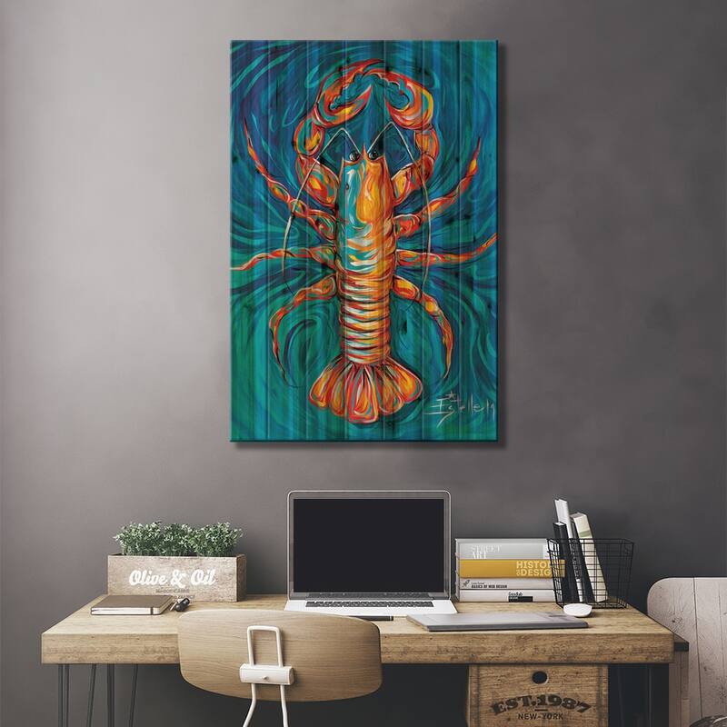 Lobster Bake Print On Wood by Estelle Grengs - Multi-Color