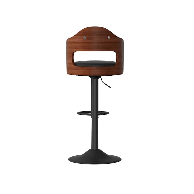 Swivel Bar Stools Set of 2 Seat Adjustable Height 24.5-33.5IN, Wooden Barstools PU Leather Upholstered Bar Chairs