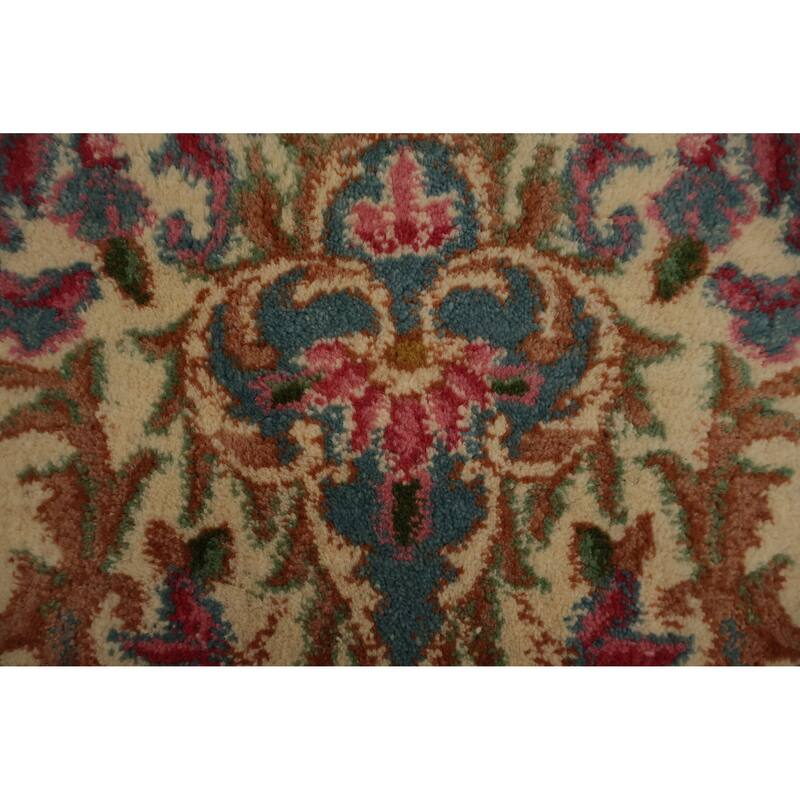 Hand Knotted Oriental 100% Wool Carpet Traditional Floral Green Kerman Area Rug - 11' 9'' X 8' 6''