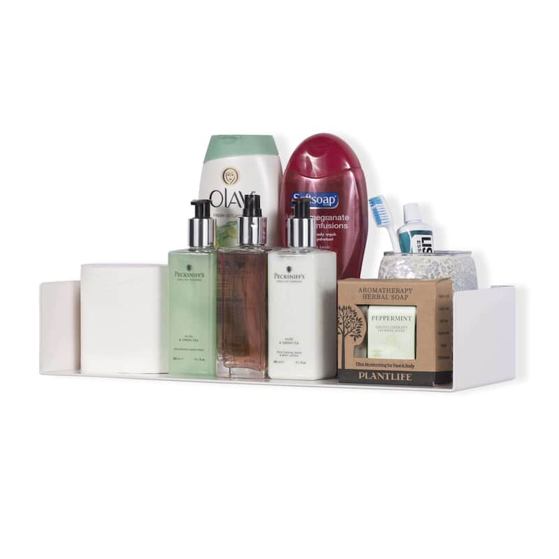 Wallniture Bali U Shape Floating Shelf, 17'' Metal Bookshelf, Wall Mount Shelving, White/Black options