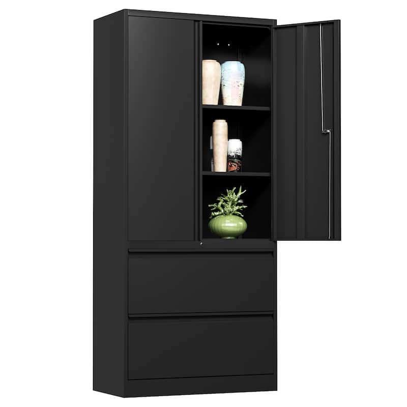 Steel File Cabinets with 2 Drawers for Home Office Warehouse Garage - N/A