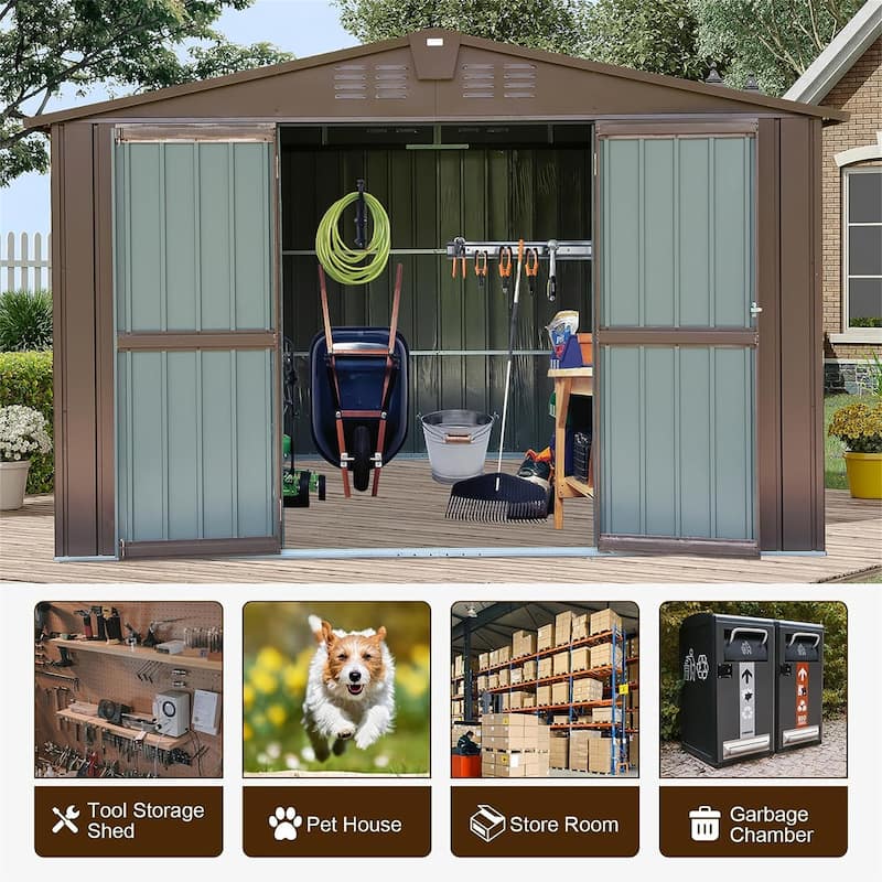 Outdoor Waterproof Metal Storage with Lockable Double Door