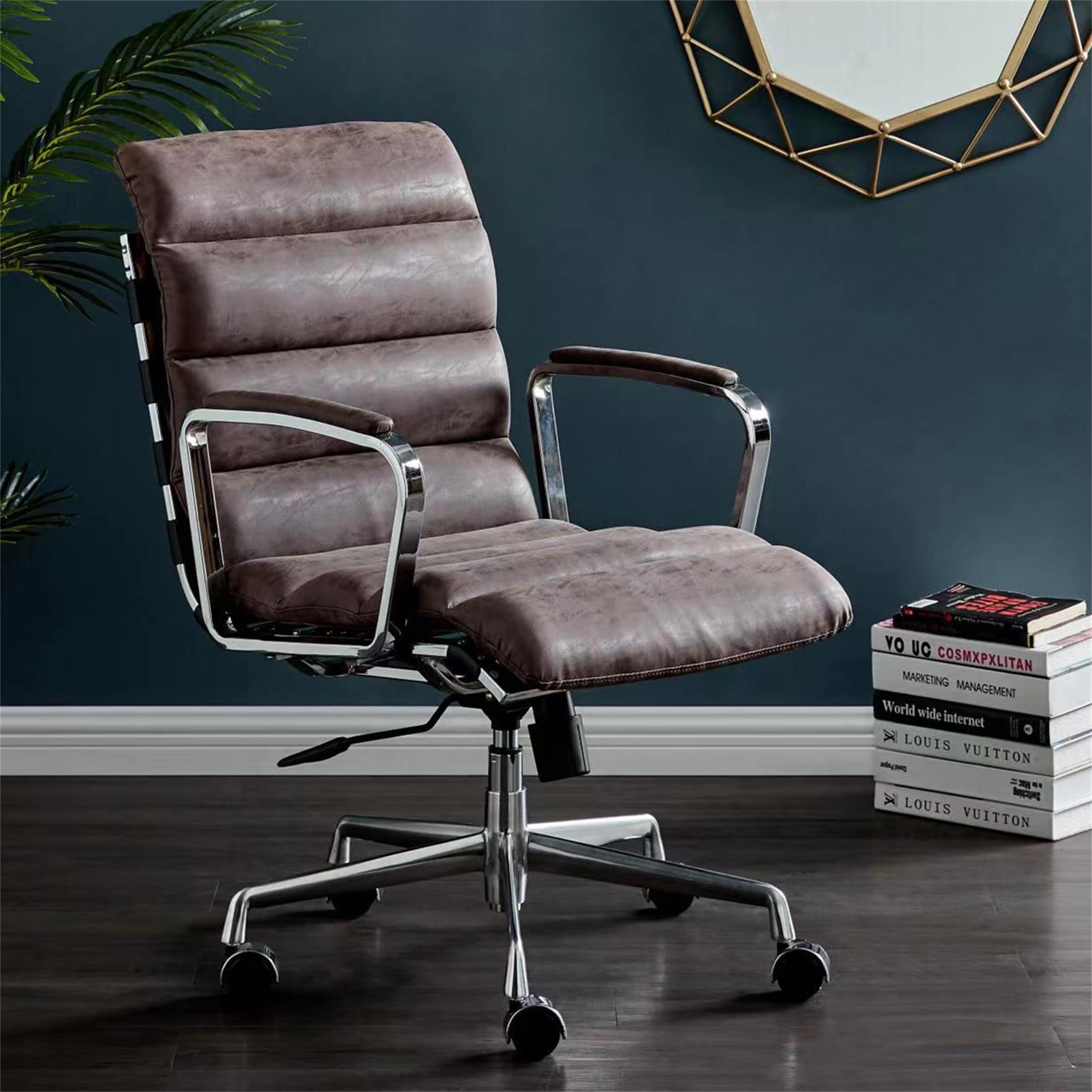 Metal Frame Modern Swivel Office Desk Chair - Bed Bath & Beyond - 37889228