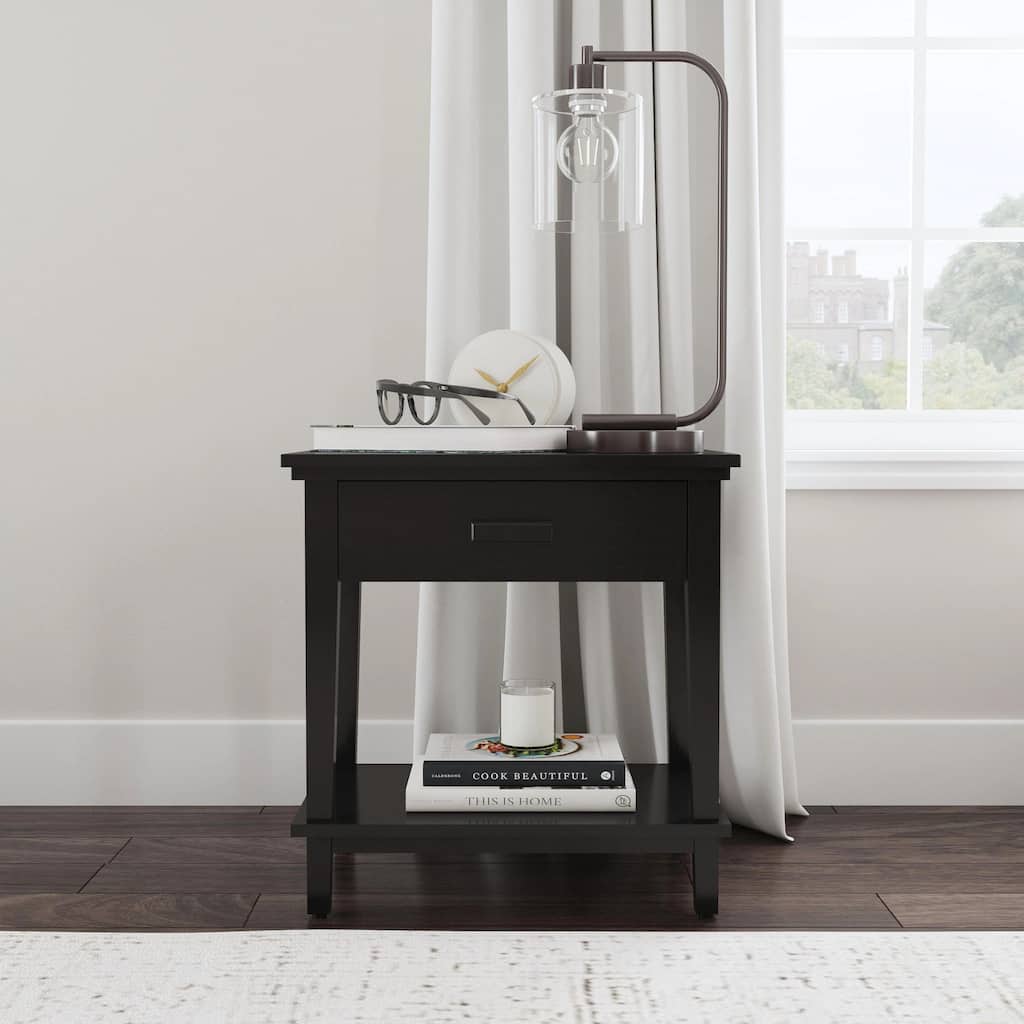 Homestyles Oak Park Black Wood Nightstand