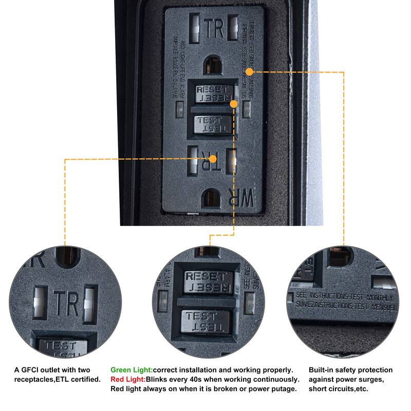 C Cattleya 72" Matte Black Aluminum Outdoor Lamp Pole with Base and GFCI Outlet