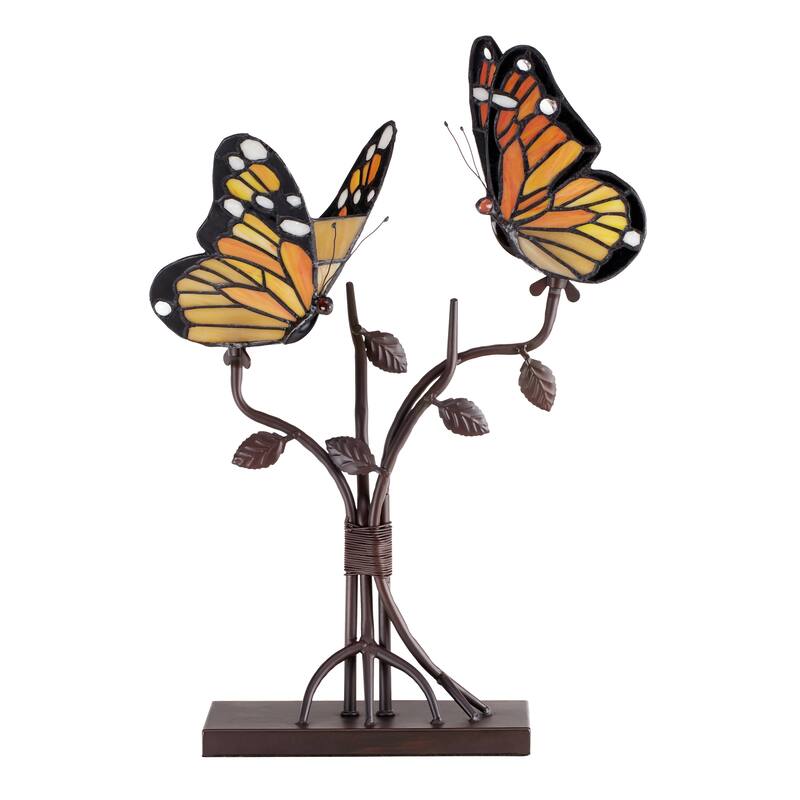 River of Goods Lydia 20.5-Inch Stained Glass Butterfly Table Lamp - 12" x 6.5" x 20.5"