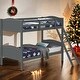 preview thumbnail 17 of 29, Kid Bed Frame Wooden Versatile Twin over Twin Bunk Bed with Arched Headboard