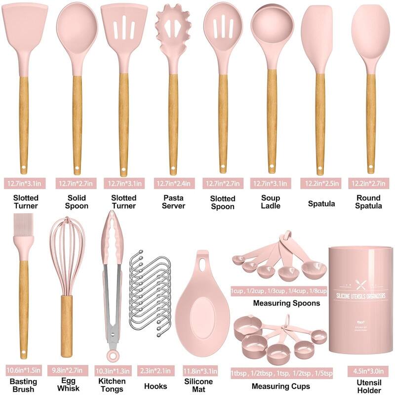 Kitchen Cooking Utensils Set, 33 pcs Non-Stick Utensils Spatula Set with Holder