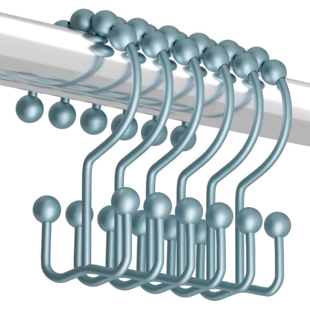Rust-proof Metal Double Sliding Shower Hooks for Bathroom Shower Rods and Curtains, 12 Pack