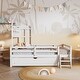 preview thumbnail 3 of 8, Twin Size Wood House Platform Bed with Guardrail and Drawer