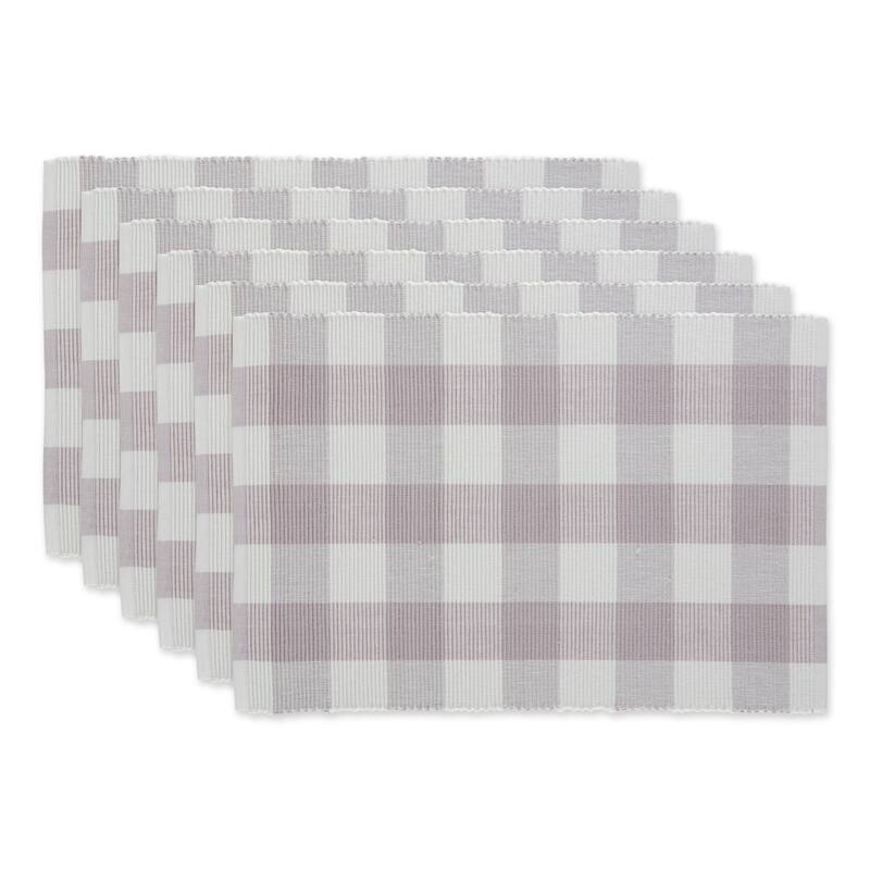 DII Vintage Red Buffalo Check Napkin (Set of 6) - DUSTY LILAC BUFFALO CHECK RIBBED PLACEMAT SET/6