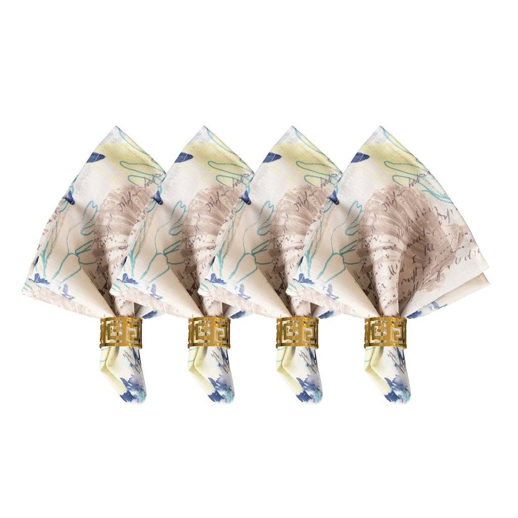 Seabiscuit Coastal Indoor/Outdoor Spring/Summer Cloth Napkins, Set of 4 - 17x17