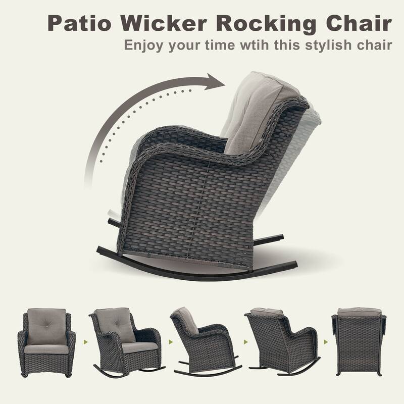 Gymojoy Patio Rocking Chair with Comfortable Cushions