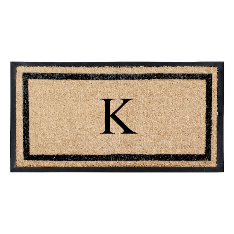 A1HC Rubber and Coir Heavy Weight large Outdoor Durable Monogrammed Doormat 24"X48", Beige - K_