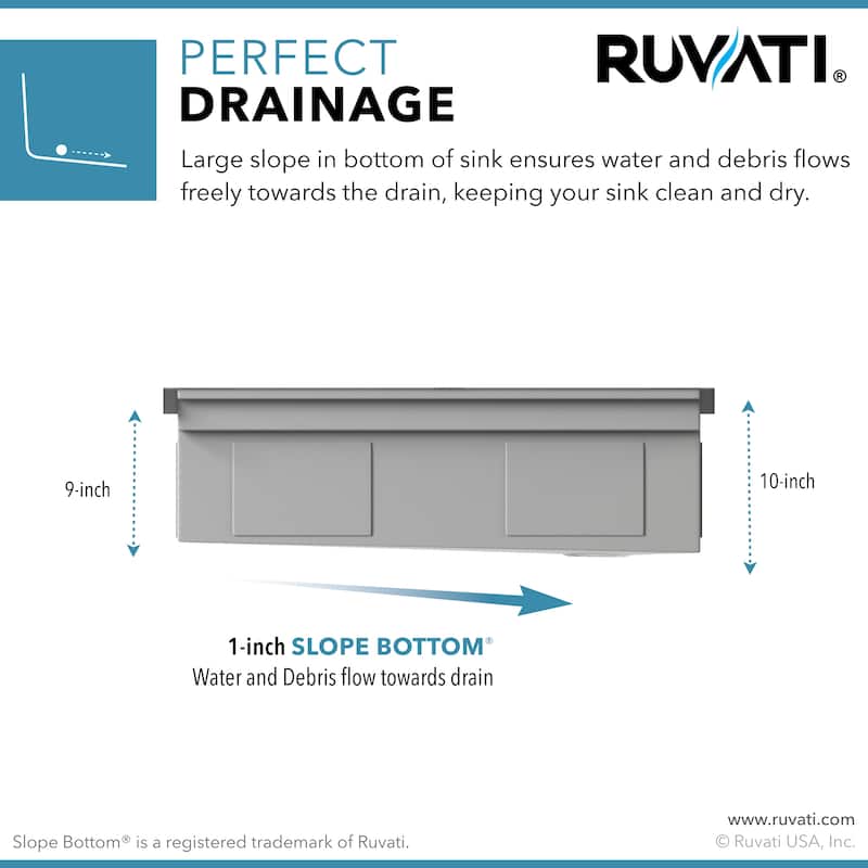 Ruvati 45-inch Workstation Two-Tiered Ledge Kitchen Sink Apron-Front 16 Gauge Stainless Steel - RVH9333 - 45" x 20-1/8″