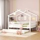 preview thumbnail 1 of 58, Wooden House Bed With Twin Size Trundle Full - White