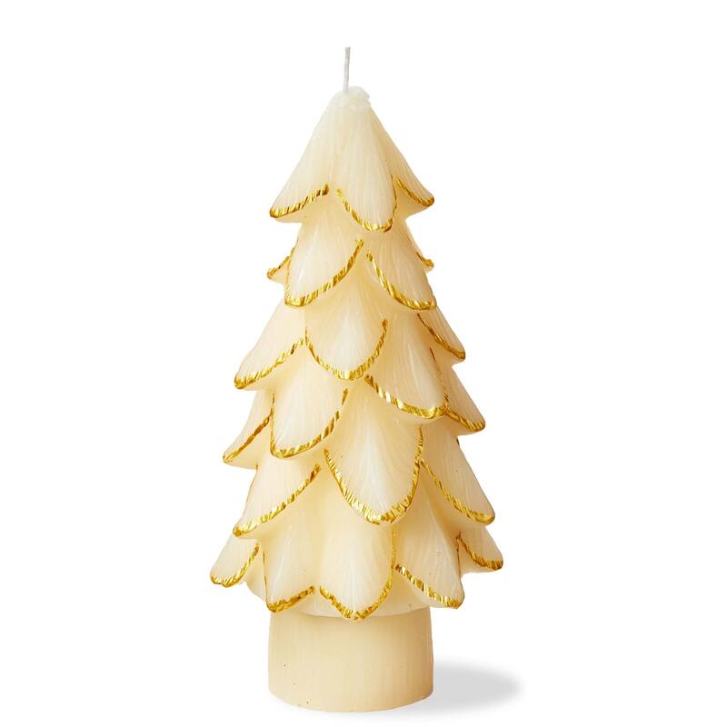 Gilded Pine Tree Candle Lg Ivory