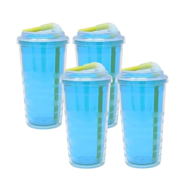 Qraft Drinkware Double Wall Insulated Acrylic Tumblers with Straw, Clear - 12 pack