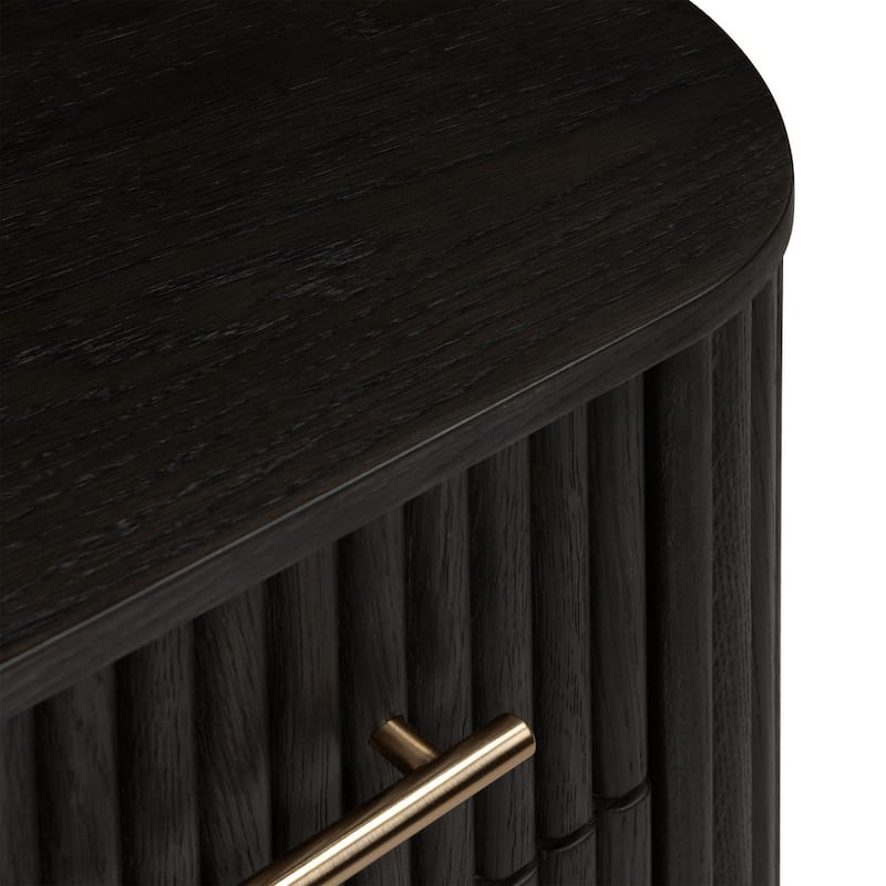 Poly & Bark Noir 3 Drawer Wood Nightstand with Ribbed Design