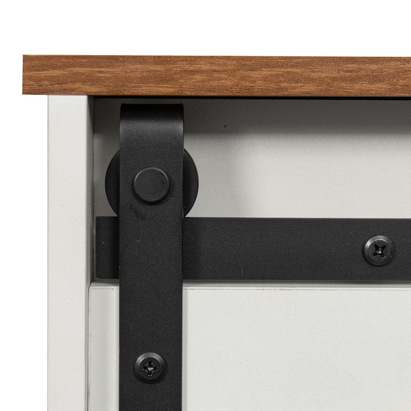 Wooden Sliding Barn Door TV Stand,Storage Cabinet with Adjustable Shelves